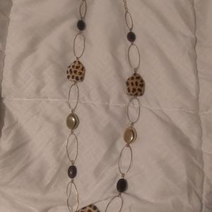 Animal print long necklace